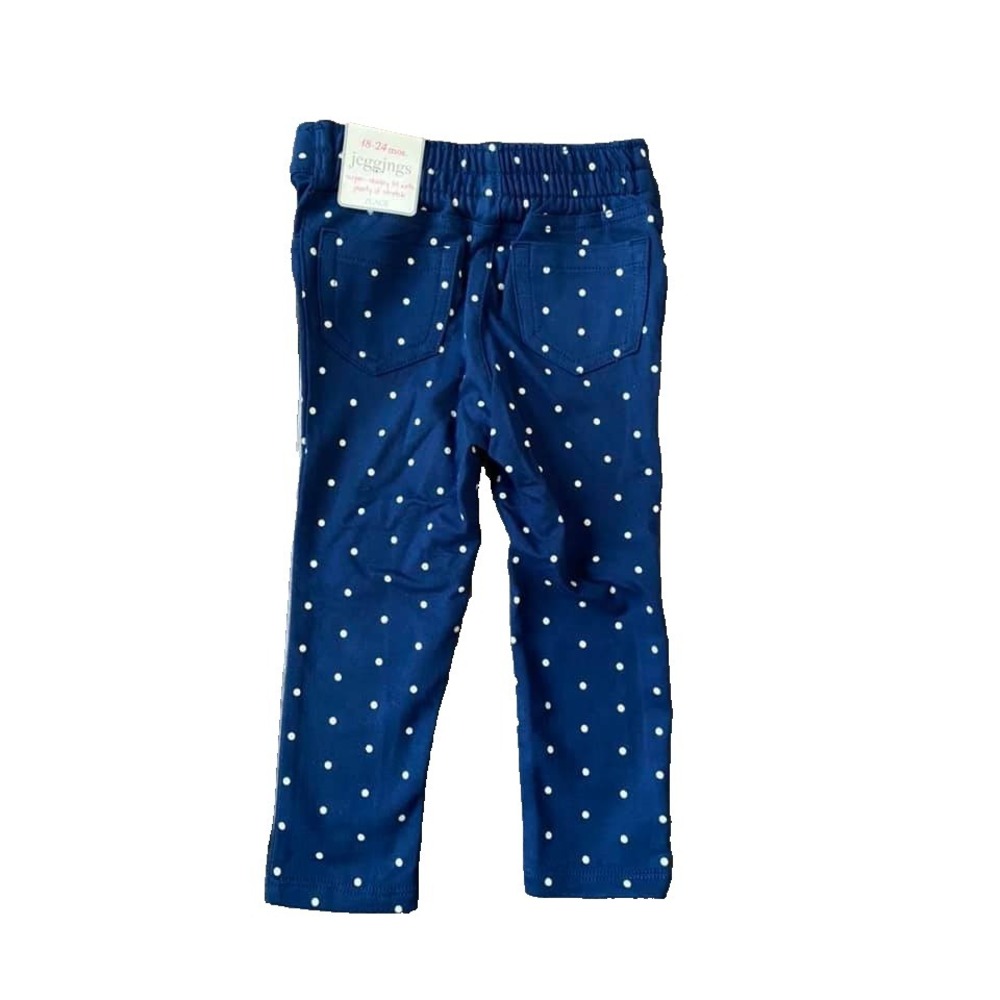 New Childrens Place Pants Leggings Girls 18 24 M Stretch Jegging Polka Dot Blue